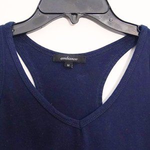 Blue V Neck Racerback Bodysuit